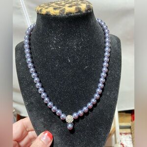 Faux Tahitian Pearl Necklace With Pendant
